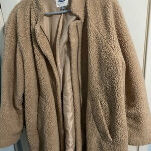 Old Navy Cozy Tan Sherpa Jacket long
